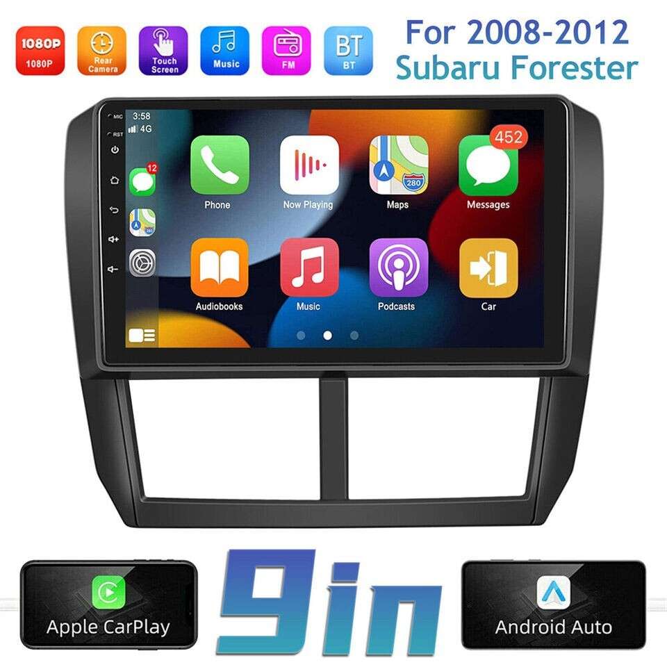 Carplay 9" For Subaru Forester 2008-2012 Android 13 Car Stereo GPS Radio RDS 32G