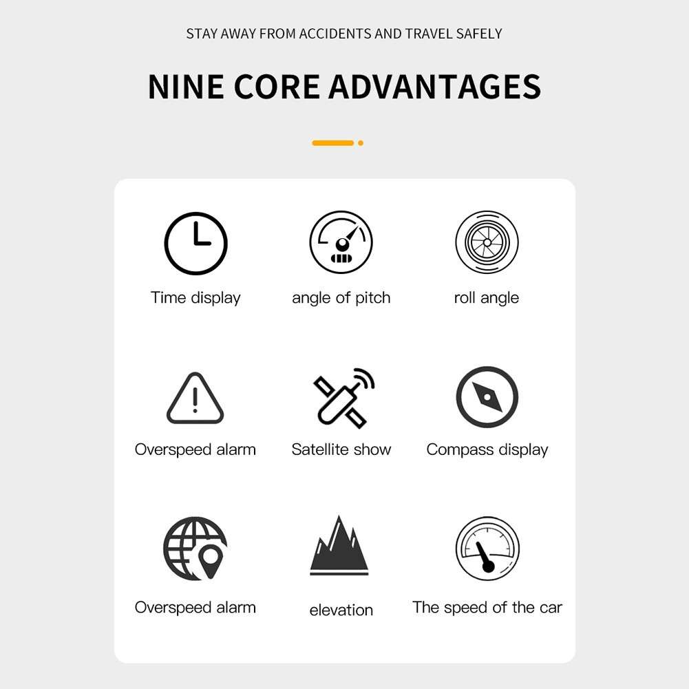 Car SUV Digital GPS Speedometer HUD Gauge Inclinometer for COMPASS Slope Meter