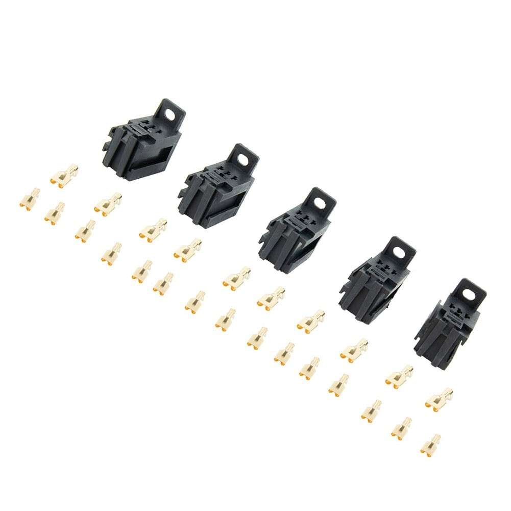 5pcs Automotive Relay Socket Micro 60AMP 5-Pin With 25x Copper Terminals