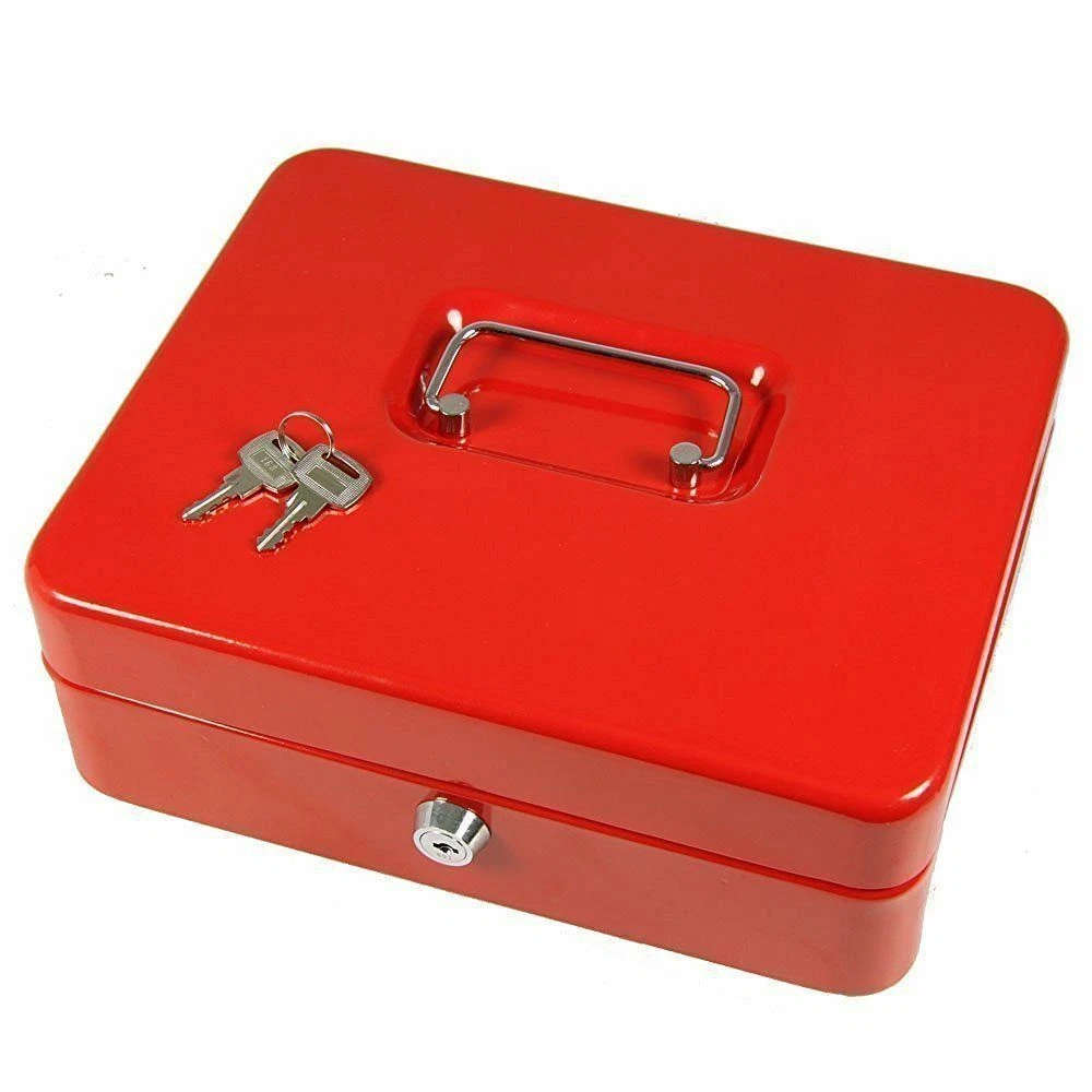 Key Lock Cash Box with Money Tray