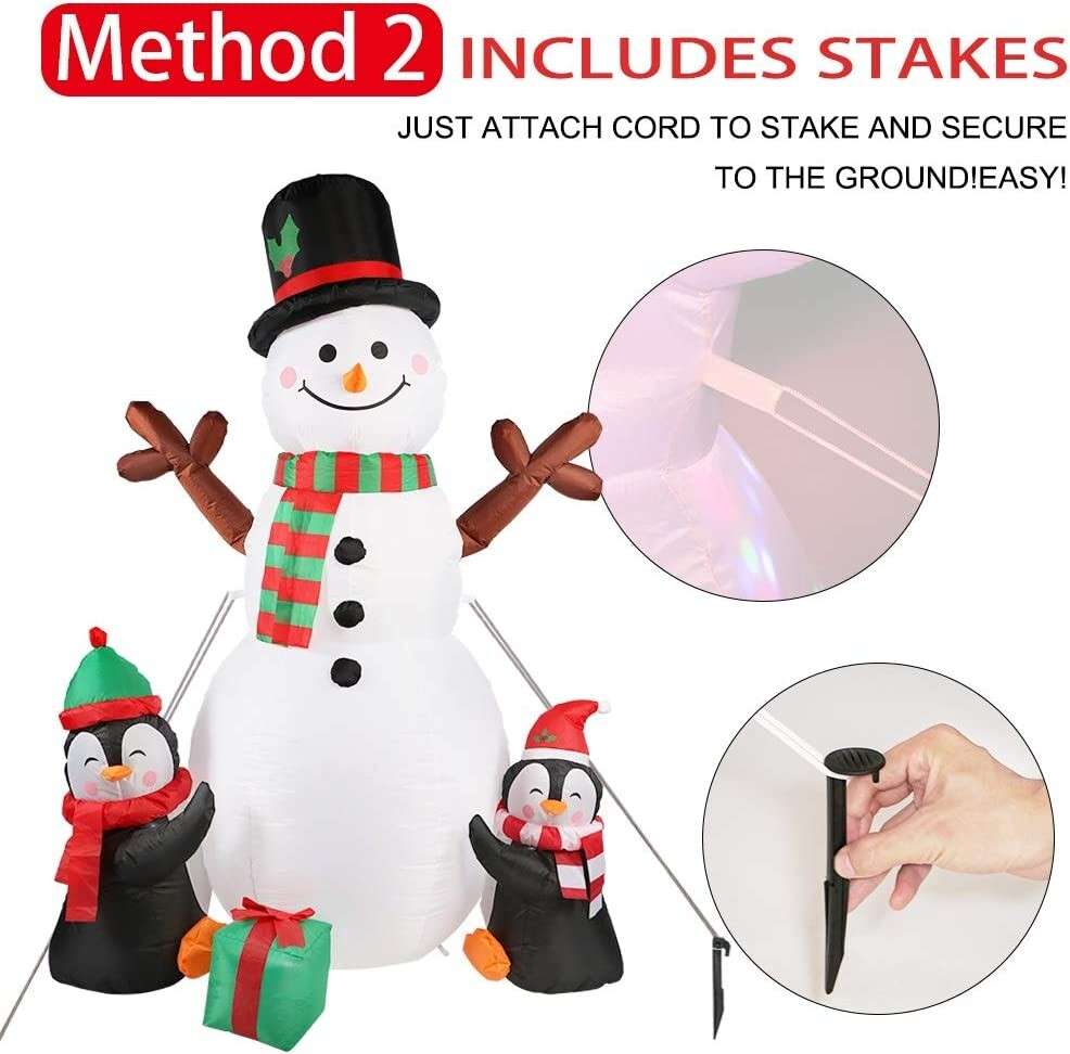6 ft Christmas Inflatable Snowman & Penguins LED Lighted Blow-up Yard Lawn Decor