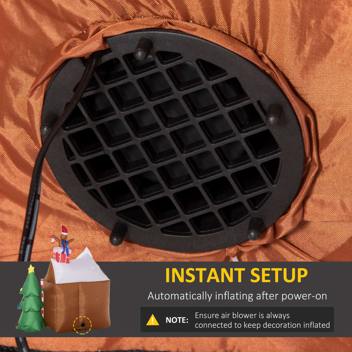 7FT Inflatable Christmas Gingerbread House Santa and Christmas Tree Decoration