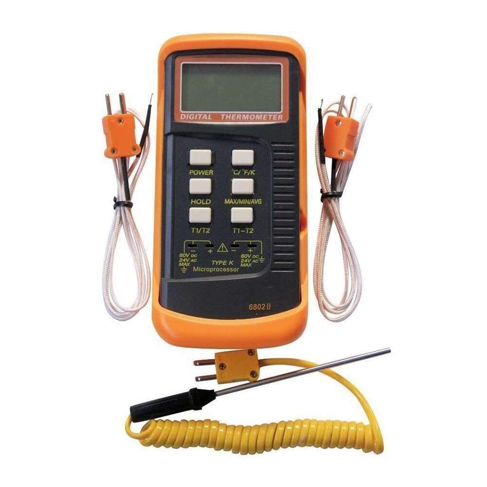 Dual Channel K-Type Digital Thermocouple Thermometer 6802 II 2 Sensors+ Probe