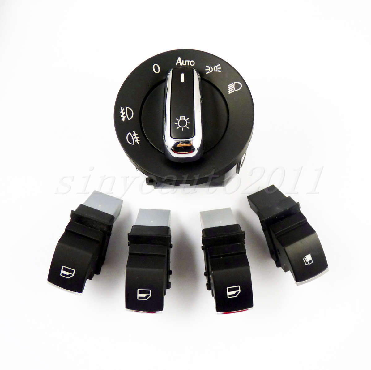 Chrome Headlight Window Master Switches Controls For VW 5ND959857 Set of 8 PCS