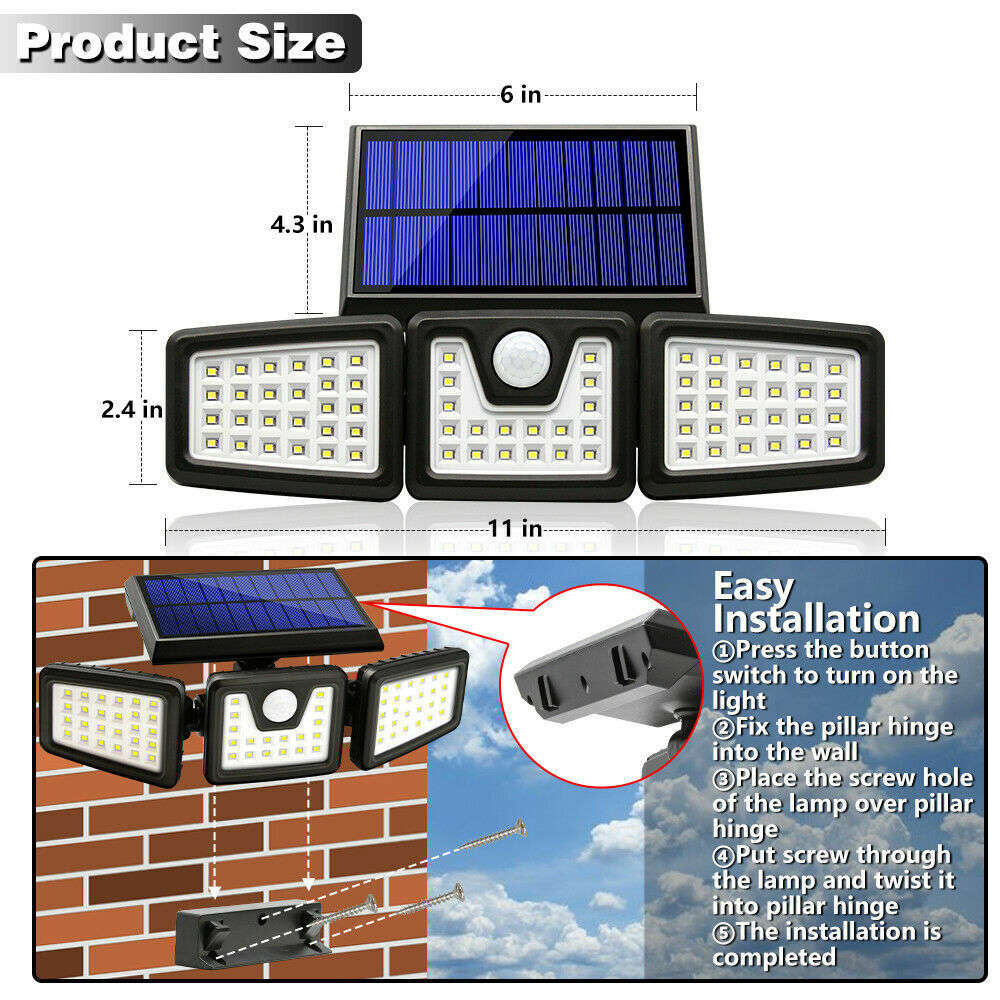 Outdoor Solar Lights Motion Sensor, Security LED Waterproof Adjustable head