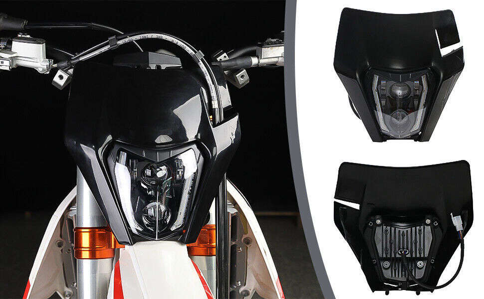 LED Headlight +mask For Kawasaki KX450F KLX110 Yamaha WR450R WR250X TTR225 YZ F
