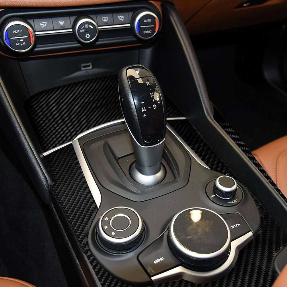 3pcs Carbon Fiber Style Console Panel Trim Cover For Alfa For Romeo For Giulia