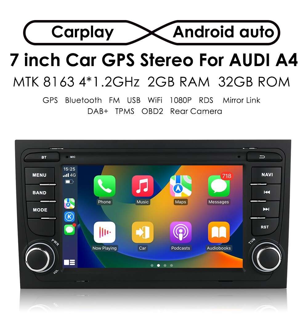 For Audi A4 S4 B6 B7 2005-2008 7" Android 12 CarPlay Car Stereo Radio Player 32G