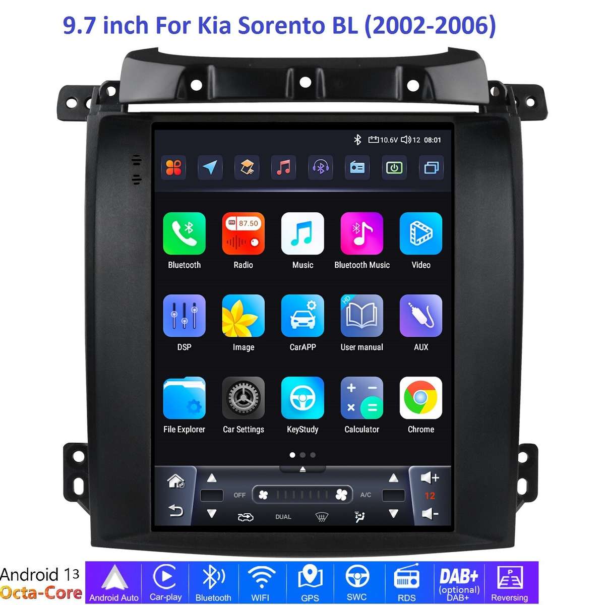 9.7" For 2002-2006 Kia Sorento Android 13 Car Radio Stereo GPS Navigation 8Core