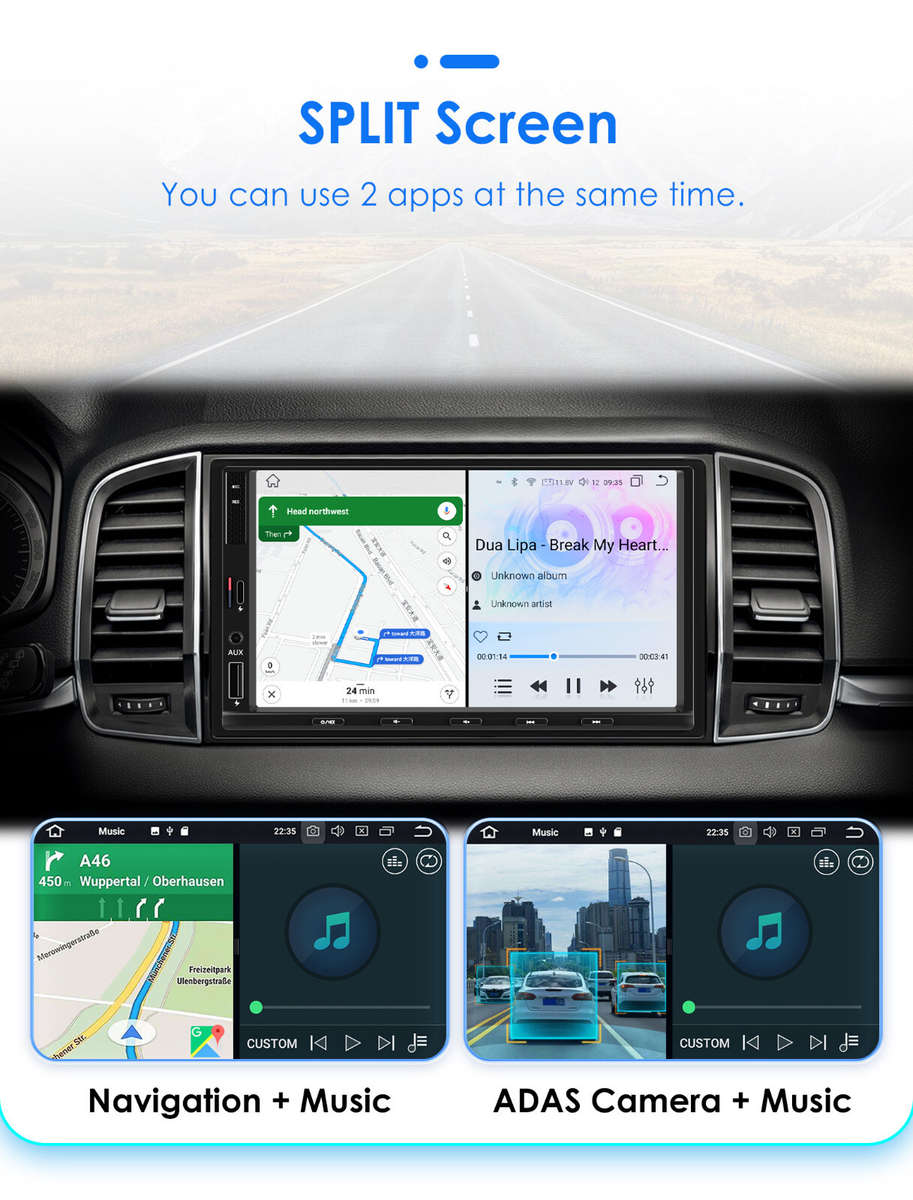 7" 2 Din Android 12 Universal Car Stereo CarPlay GPS Radio WiFi Player 4+32G AUX