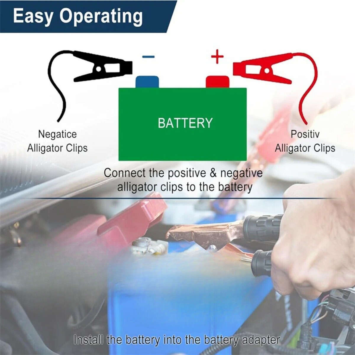 Adapter For Worx 20V 4PIN with 6FT Jumper Cable Car Battery Charger Jump Starter