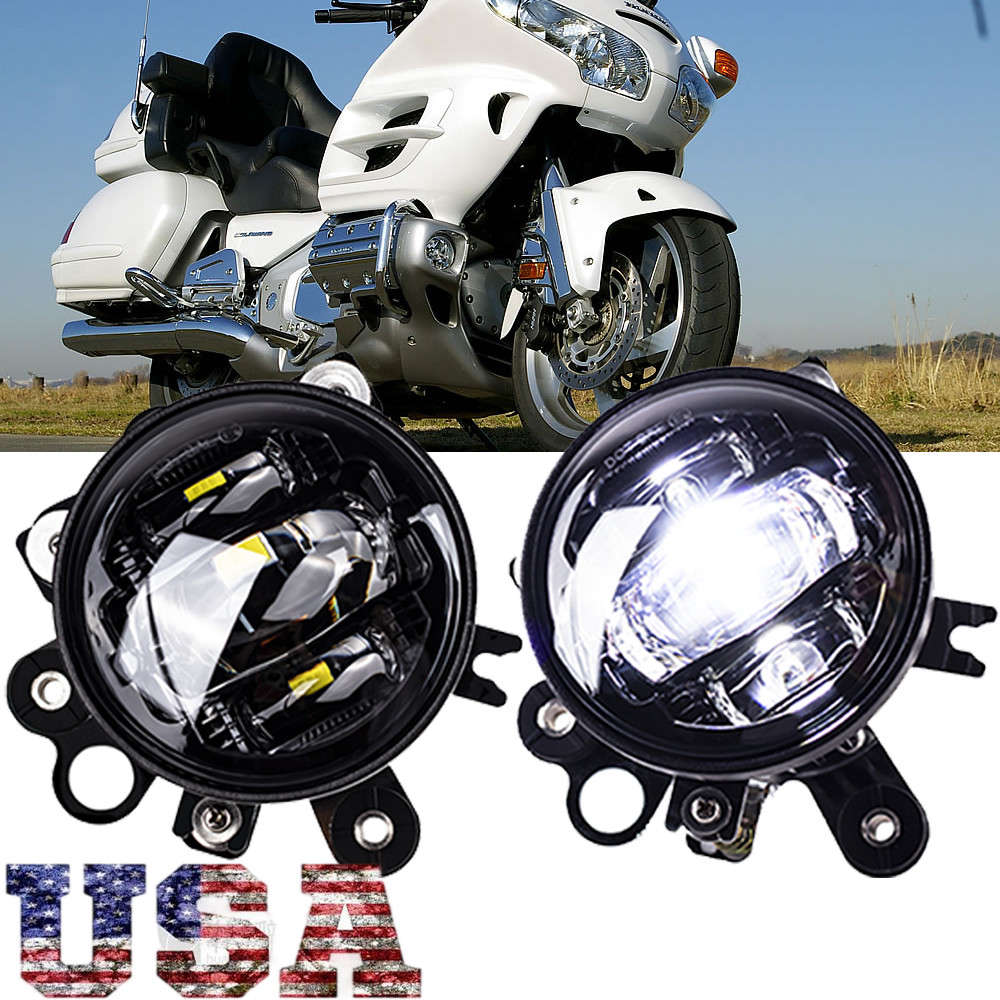 LED Fog Lights with Mounting Bracket DOT Driving Lamp For Honda Goldwing GL1800