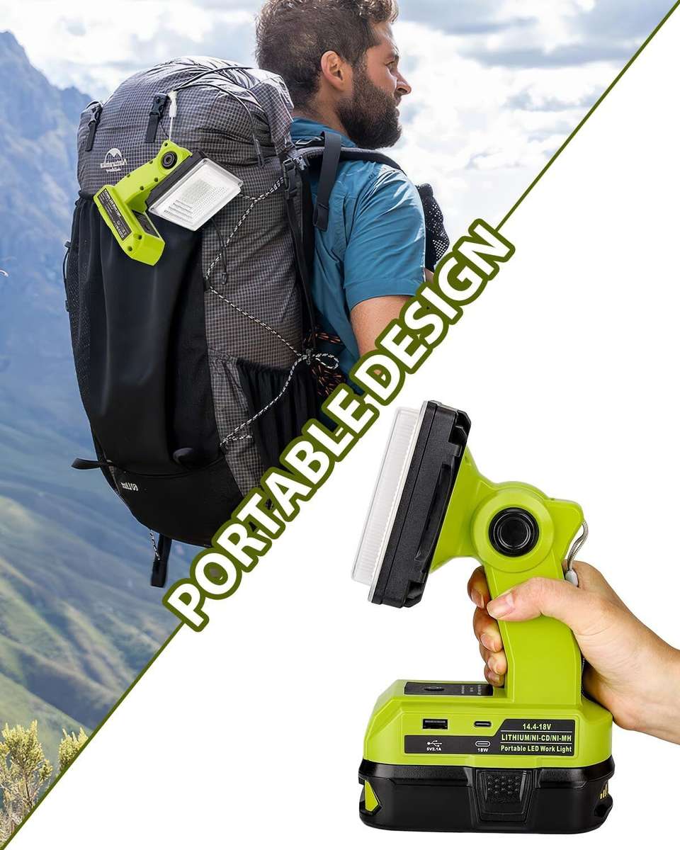 Cordless LED Work Light for Ryobi 18V Battery 15W LED Floodlight Emergency Lamp