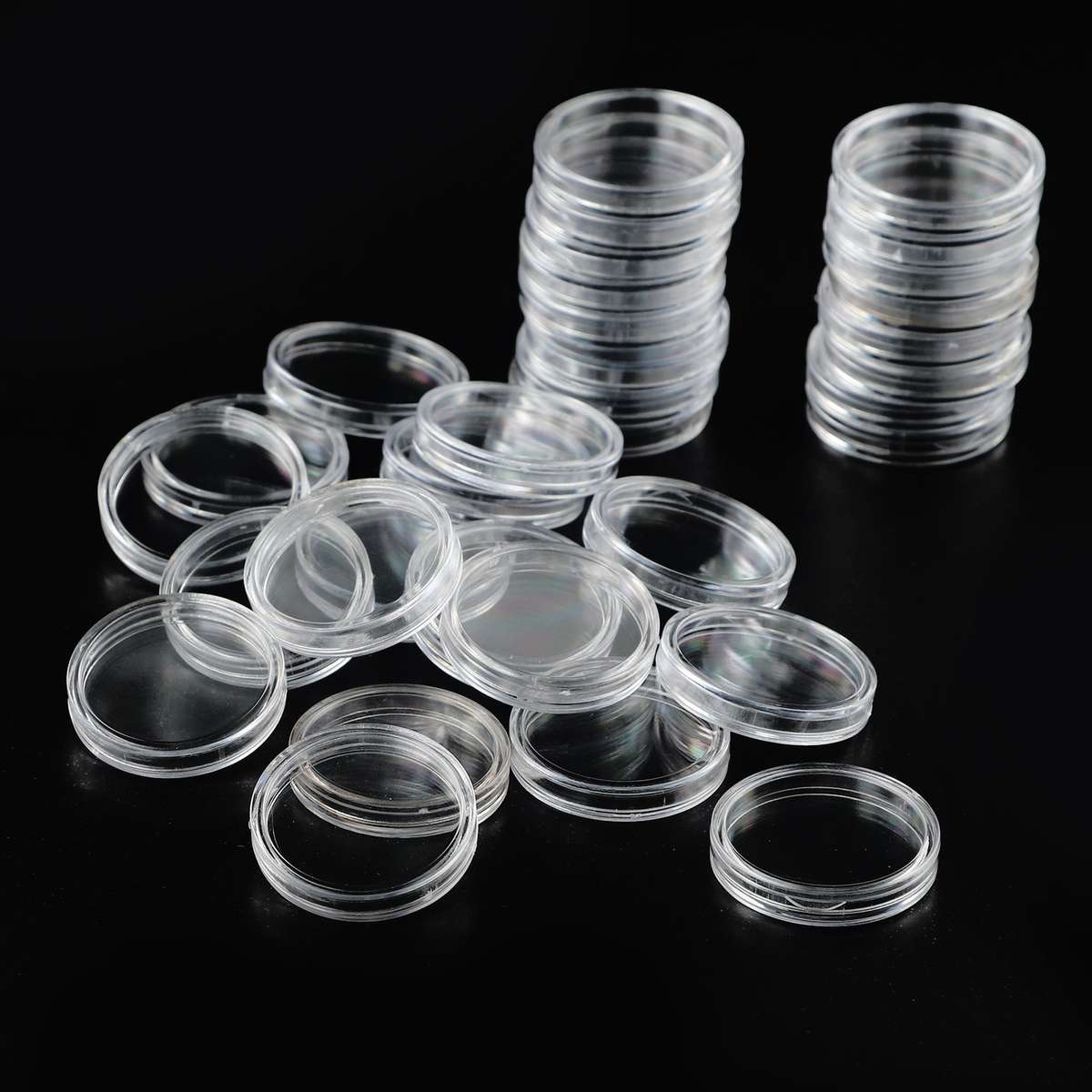 Coin Holder Accessories Transparent 100pcs 26mm Clear Plastic Storage Boxes Case