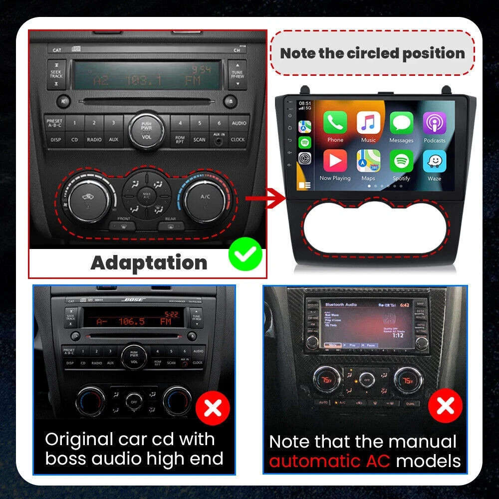 For Nissan Altima 2008-2012 Android 13 Carplay GPS Radio Stereo Head Unit 2+64GB