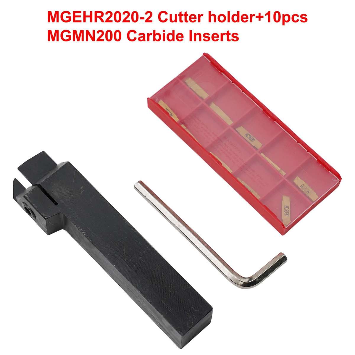 10*MGMN200 Inserts + 1x MGEHR2020-2 20mm Lathe Grooving Parting Off Tool Holder