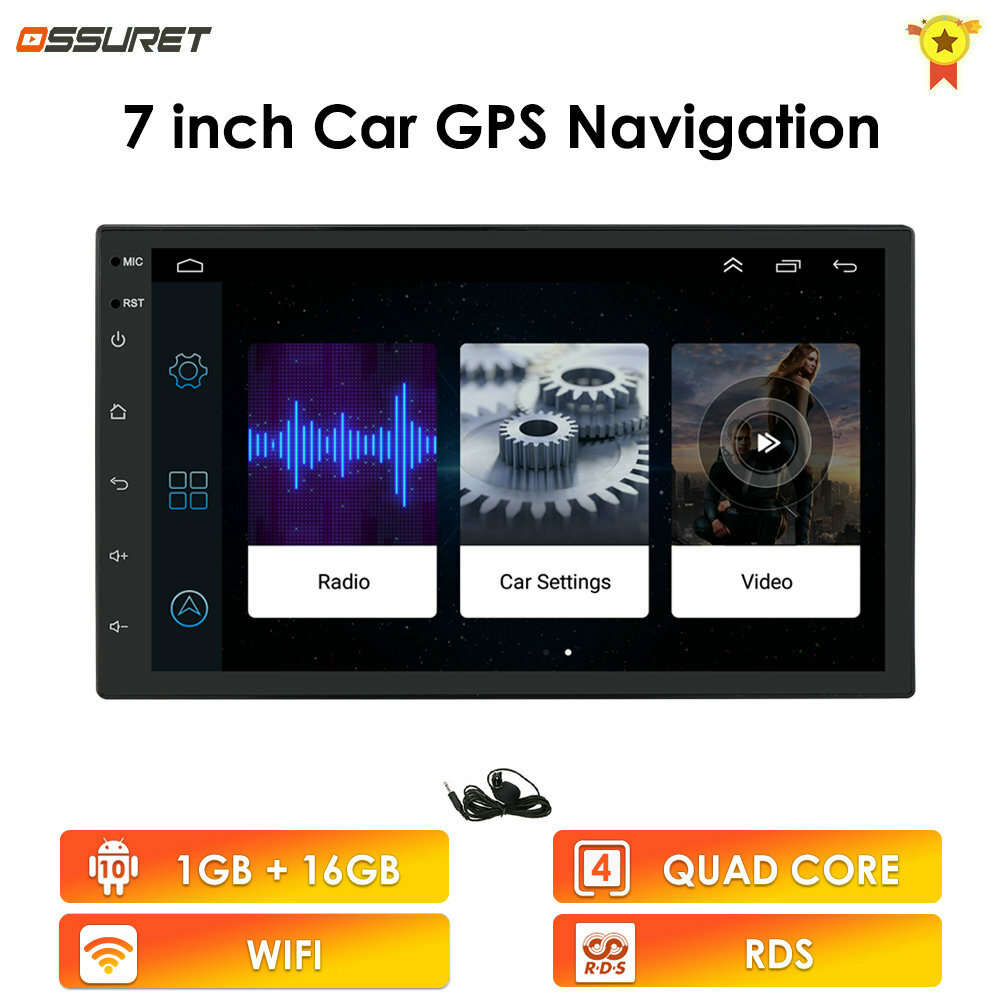 Android 9.1 7" Car Stereo GPS Navigation FM Radio Player Double Din WIFI BT +MIC