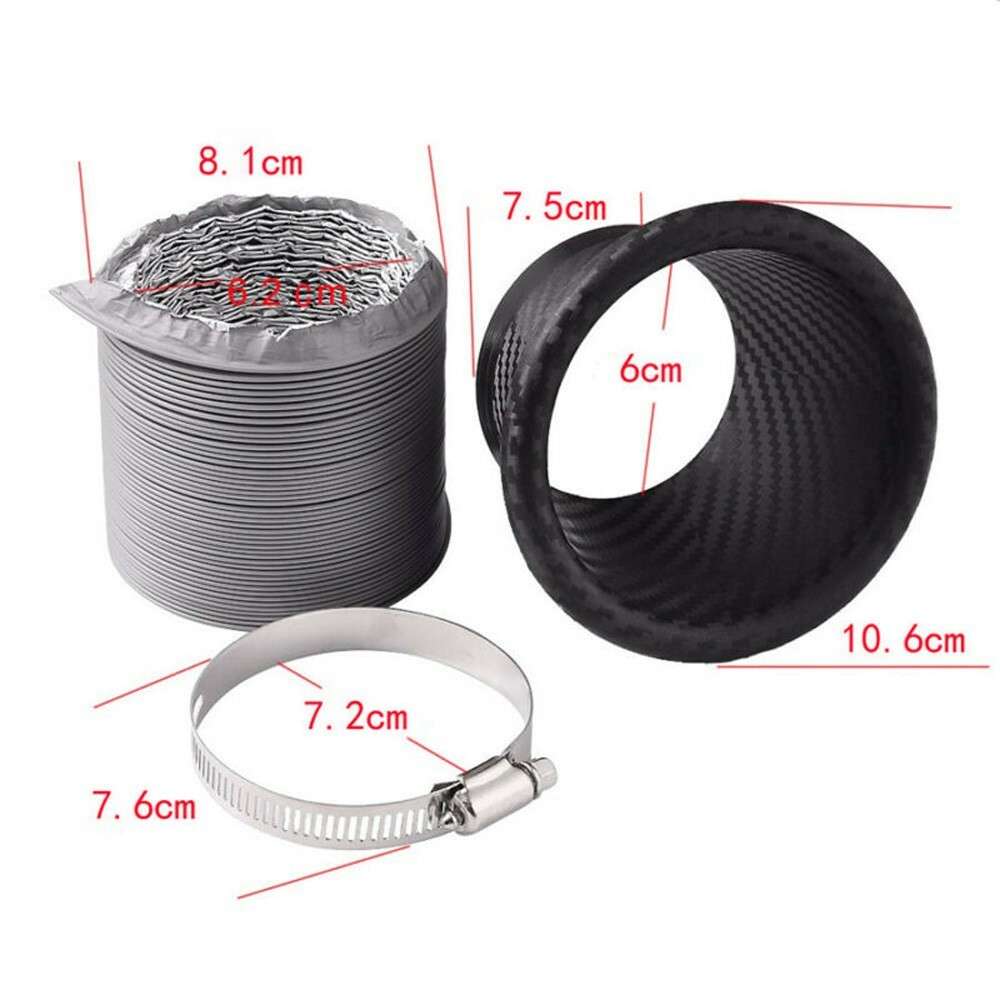 Car Front Bumper for TURBO Air Intake Pipe Turbine Funnel Kit Carbon Fiber