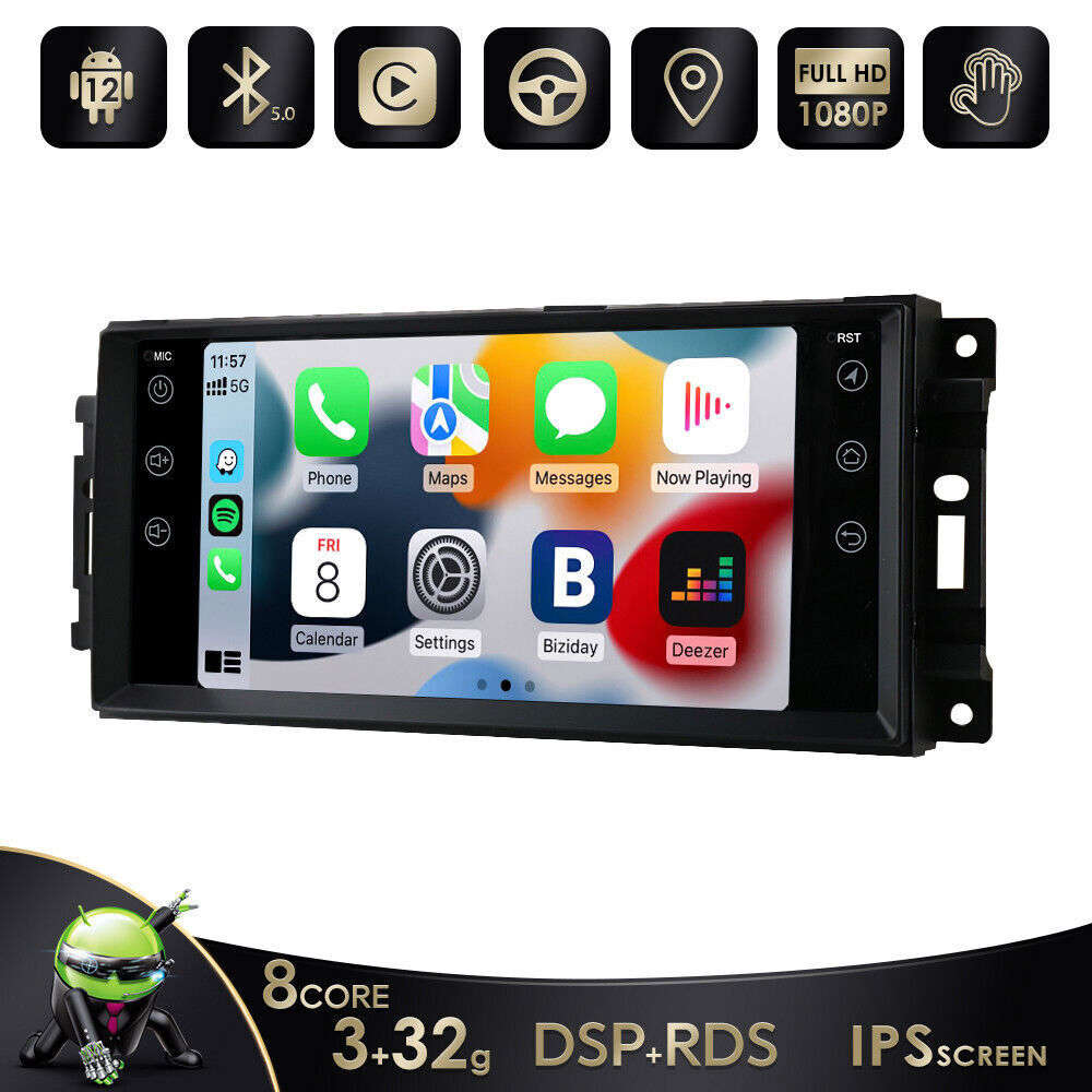 7" For Jeep Wrangler Compass Chrysler Android 8Core CarPlay Stereo Radio GPS Nav