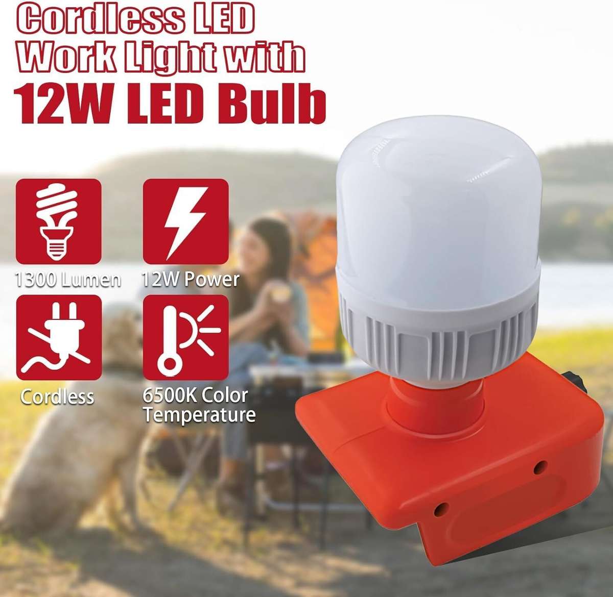 12W 1300LM Handheld LED Flashlight Work Light for Milwaukee Camping Lamp Lantern