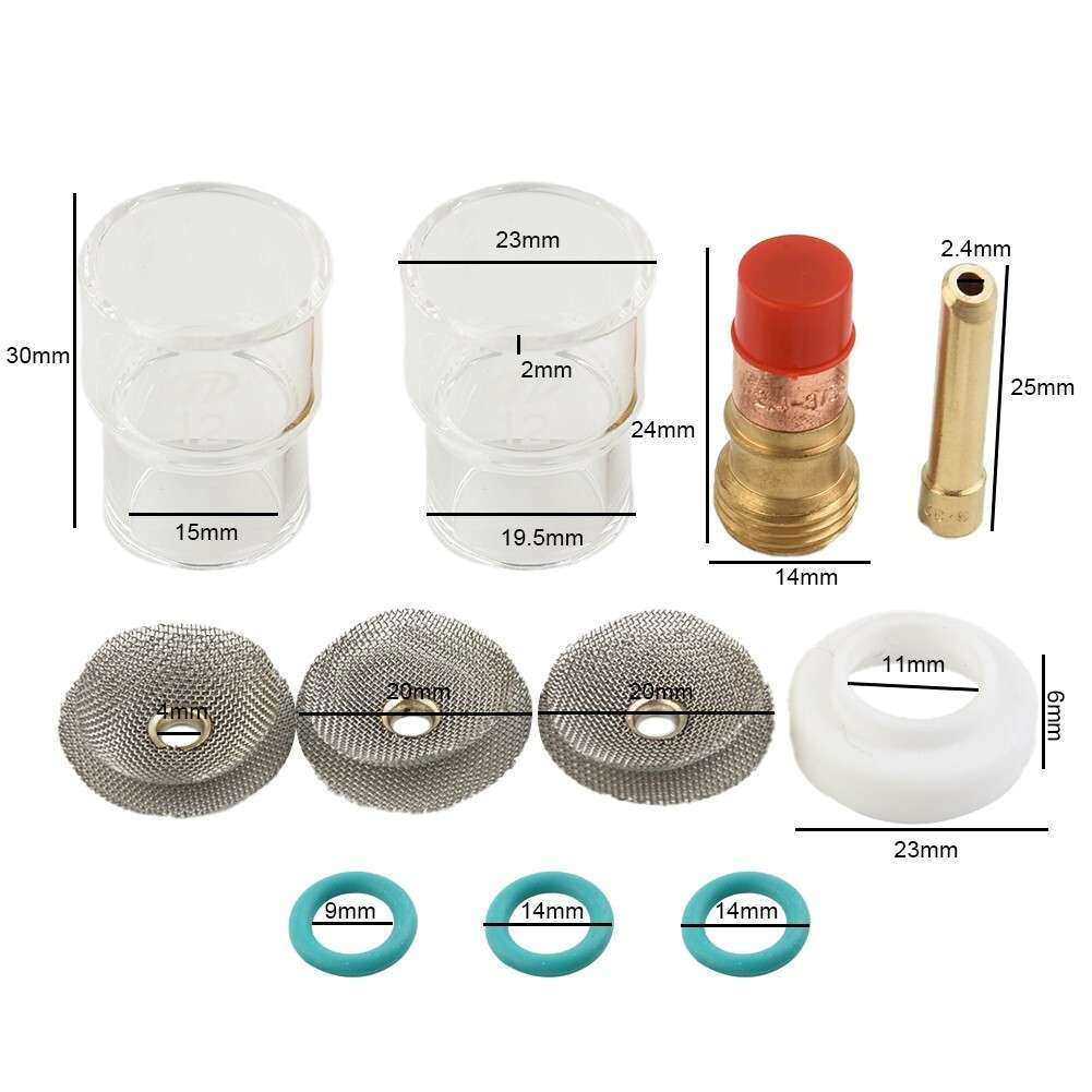 TIG Welding Torch Gas Lens #12 Pyrex-Glass Cup Kit For WP-17/18/26