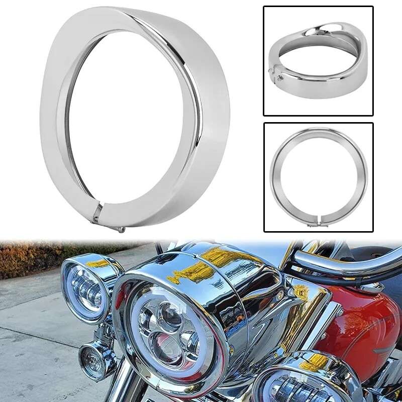 7'' Headlight Visor Style Trim Ring Chrome For Harley Touring Electra Glide