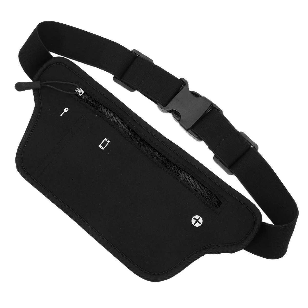 (Black)Waist Pack Adjustable Neoprene Running Waist Bag CH