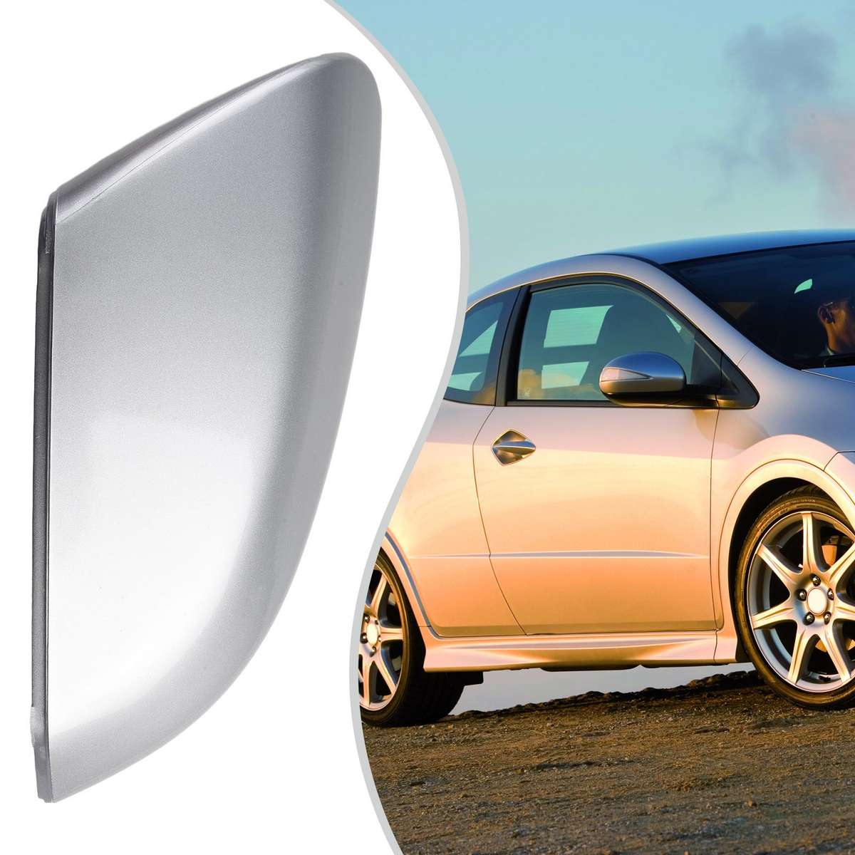 Right Passenger Side Silver Mirror Cover Cap Replace For Civic 2016-2020