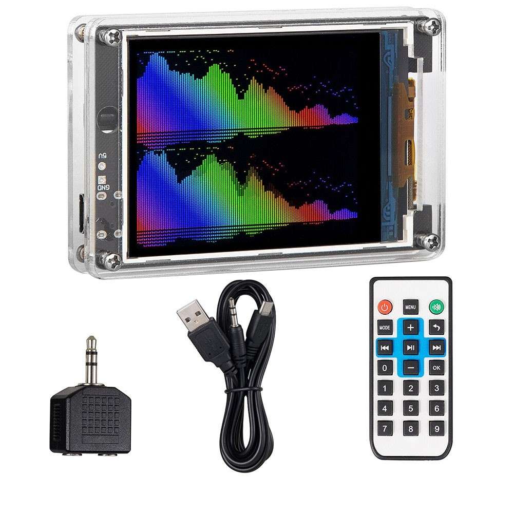 MIC+LINE Sound Level Meter Clock Stereo Audio Display Music Spectrum Visualizer
