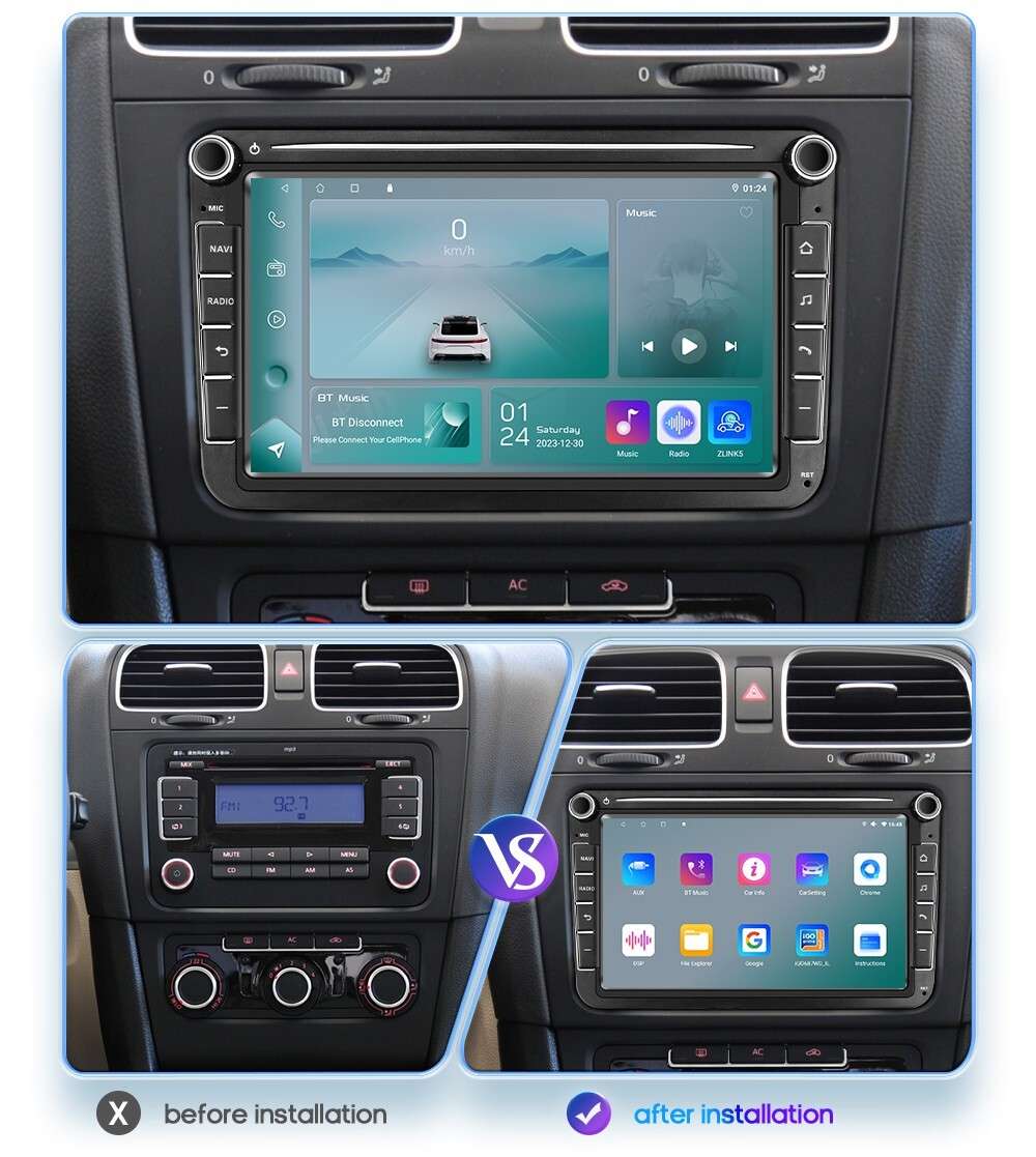 32GB For VW Golf MK5 6 Jetta Polo Apple Carplay Android 13 Car Radio GPS +Camera
