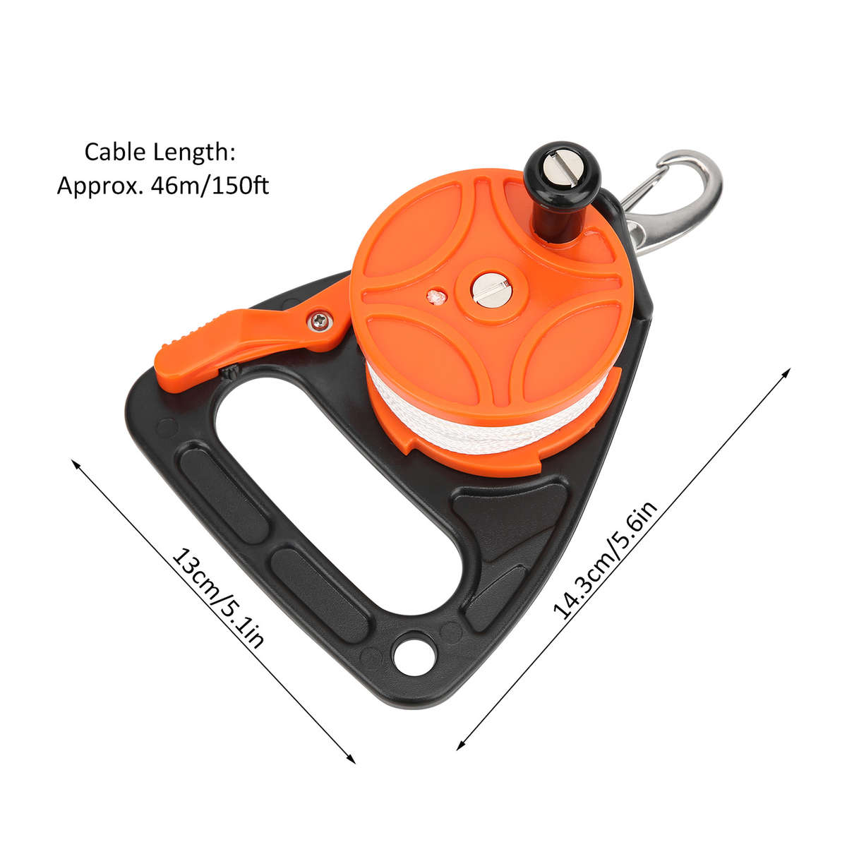 (orange)150ft Diving Line Reel Diving Equipment With Handle Card Position CW