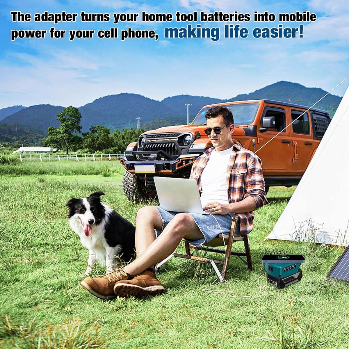 Wireless Charger Adapter for Bosch 18v GBA Battery 15W for Phone with Type C USB