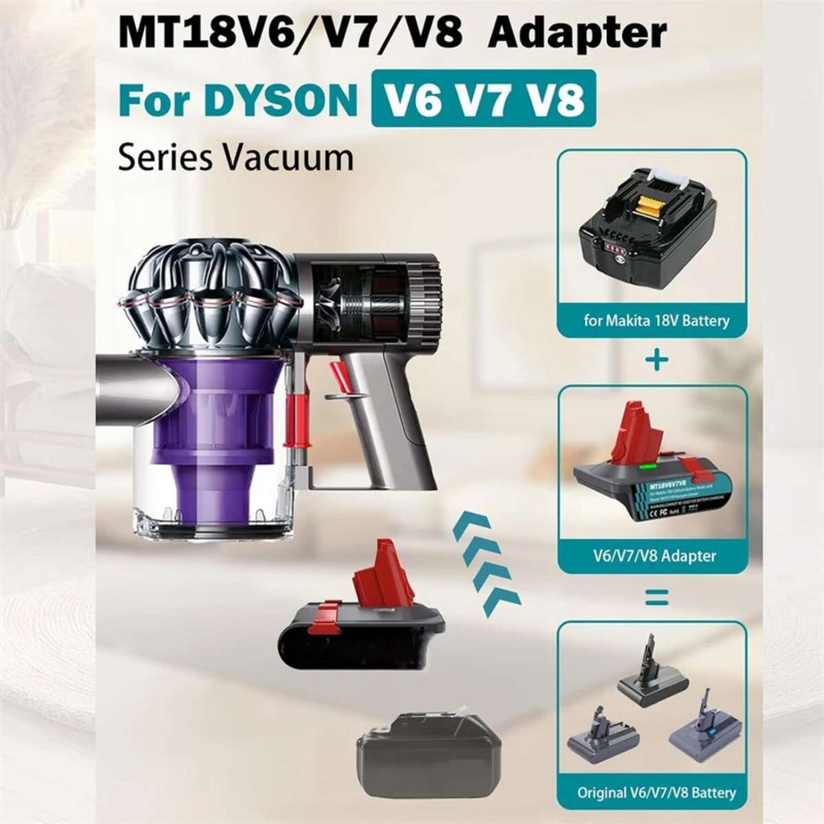 Battery Adapter for Makita 18V Convert to for Dyson V6 V7 V8 Vacuum Cleaner Tool