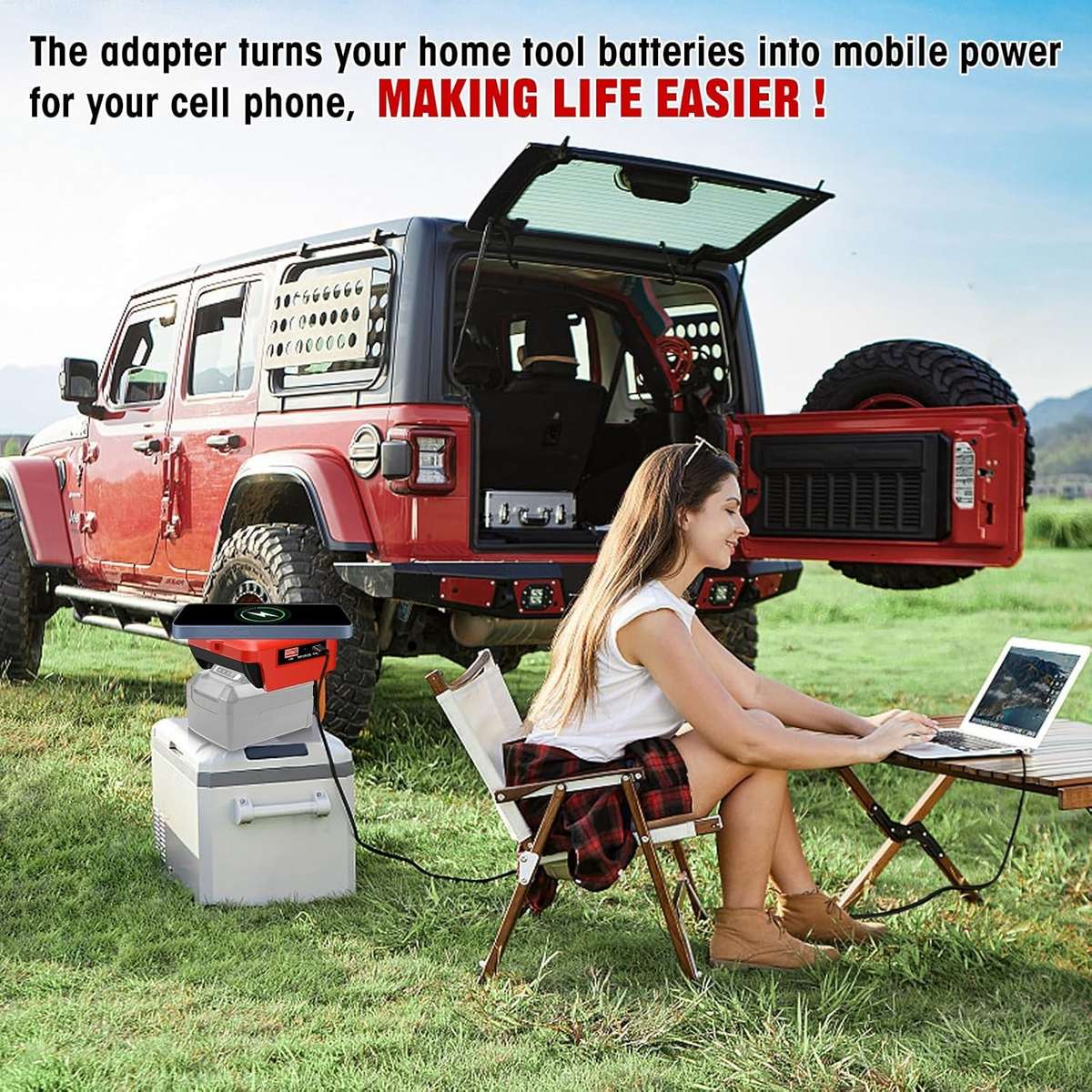 Wireless Charger Adapter for Einhell 18v Battery 15W for Phone with Type C USB