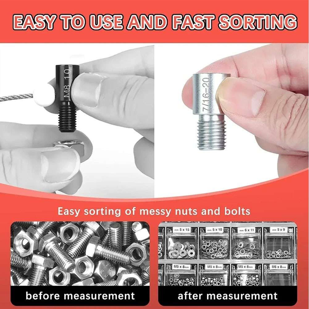 50pcs Nut And Bolt Thread Gauge Set For SAE And Metric Thread Identification