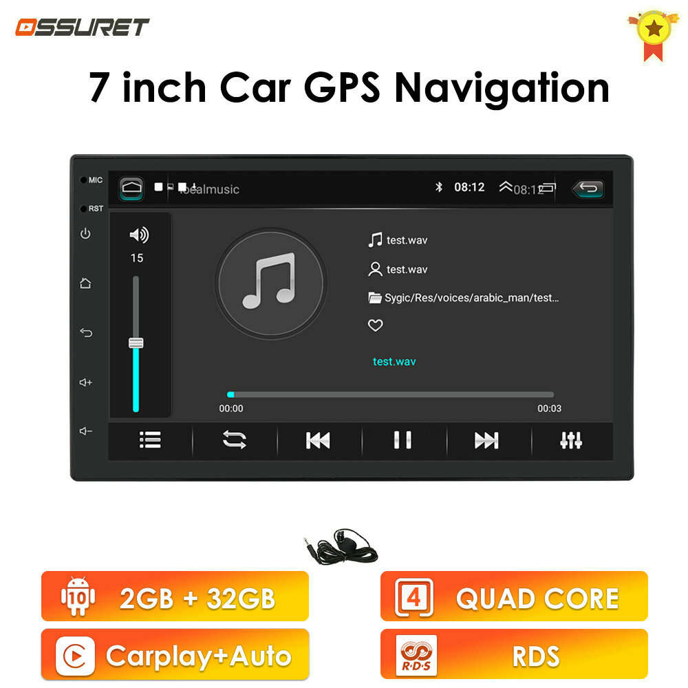 7'' 2 DIN CarPlay Android 10 Car Stereo Radio RDS Head Unit GPS Navi Wifi 2+32GB