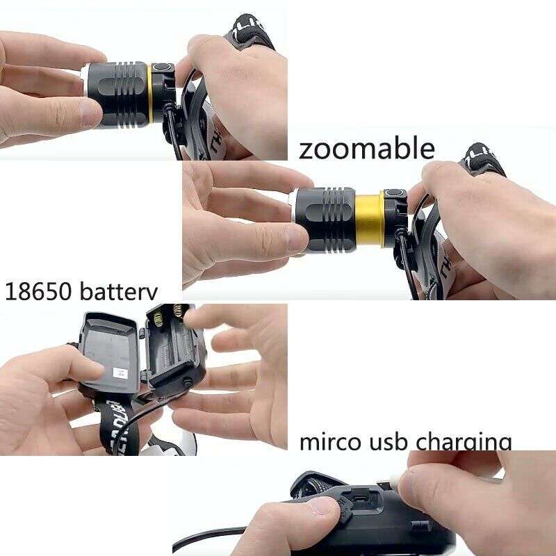 High Power Headlamp Rechargeable LED Headlight 100m Beam Range - Includes 2 x 18650 Li-ion Batteries