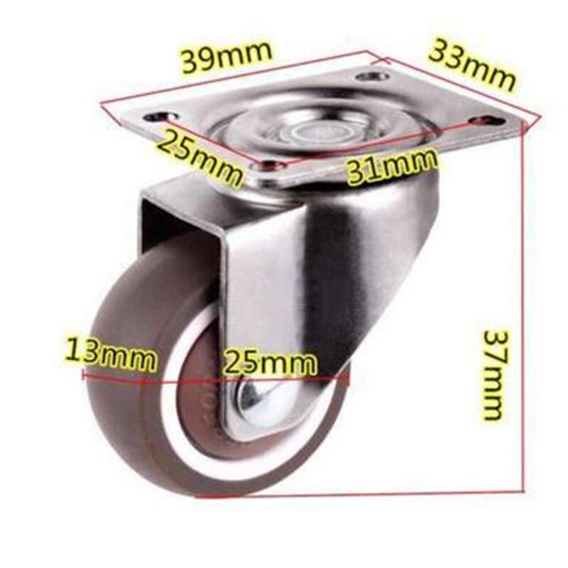 4PCS Mini Small Casters Diameter 1inch/25mm TPE Rubber Super Mute Wheels