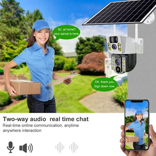 V380 Pro Solar outdoor camera wireless dual lens waterproof 4G 360 CCTV camera