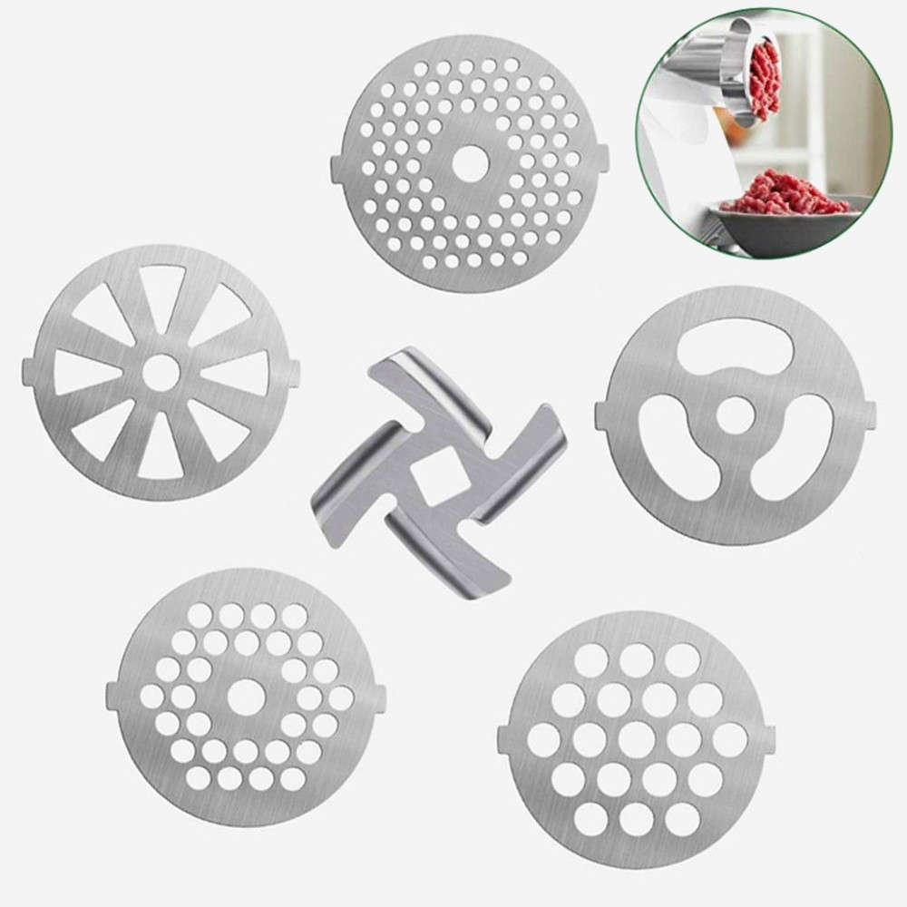 6X Meat Grinder Mixer Plate Discs Stainless Steel Kit-Food Grinders Accessories