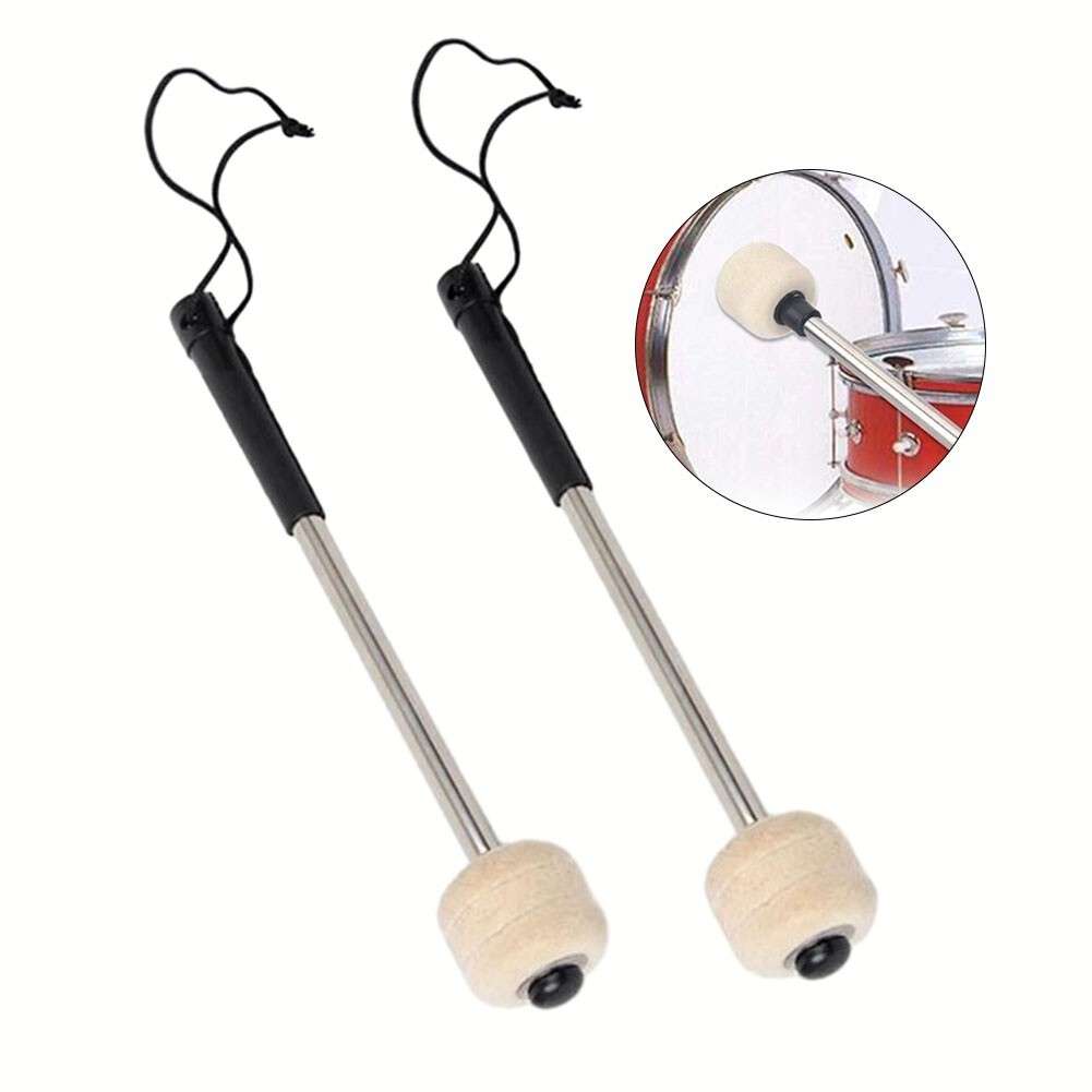 Durable And Elastic Felt Head Mallet 2Pcs Bass Drum Stick For Percussion