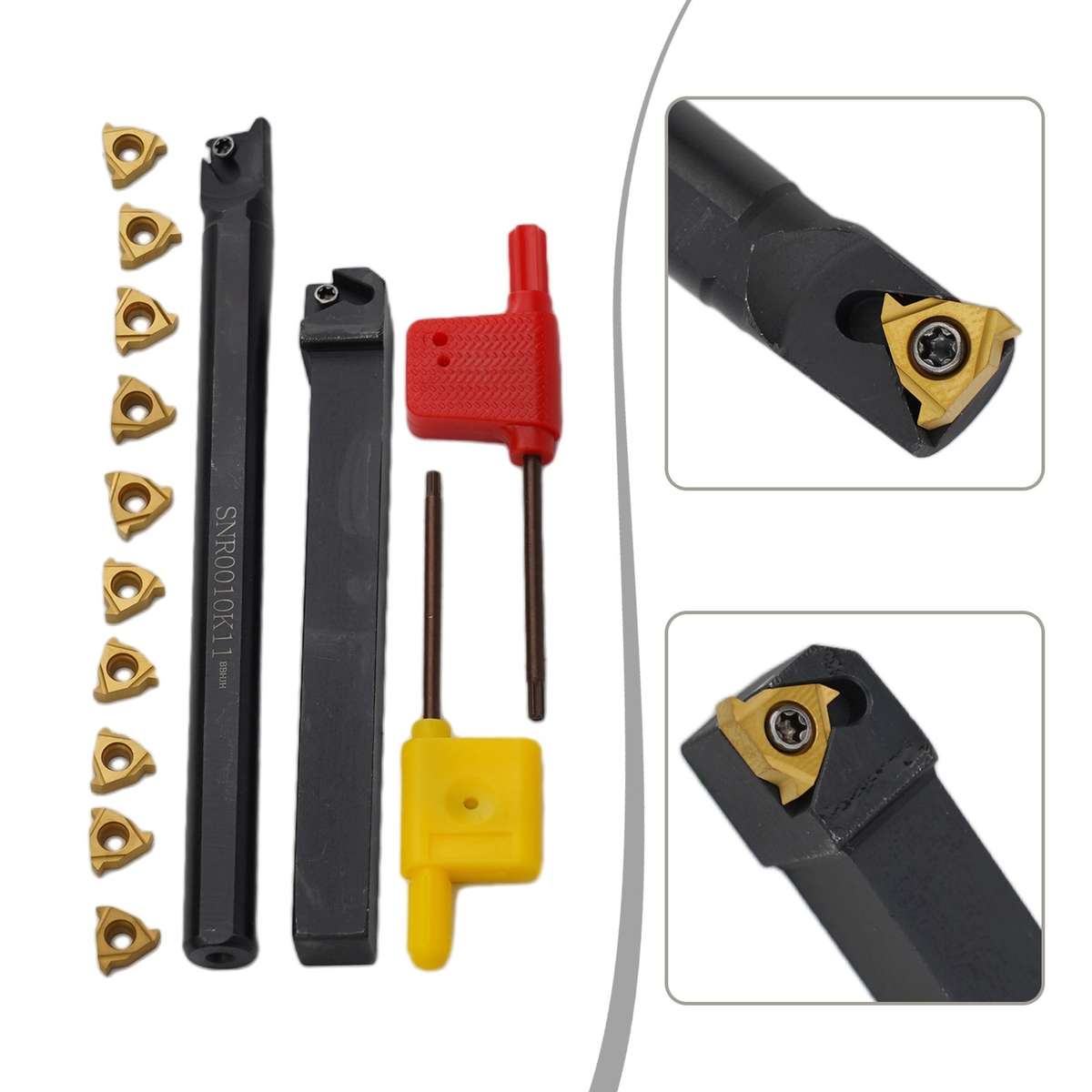 Lathe Threading Tool External Internal Holder W/ Inserts Wrench Set 11ER AG60