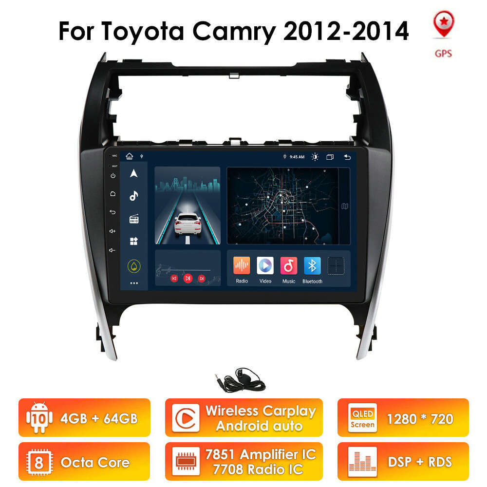 Octa-Core 64GB Android 10.1" GPS Radio CarPlay Auto DSP For Toyota Camry 2012-14