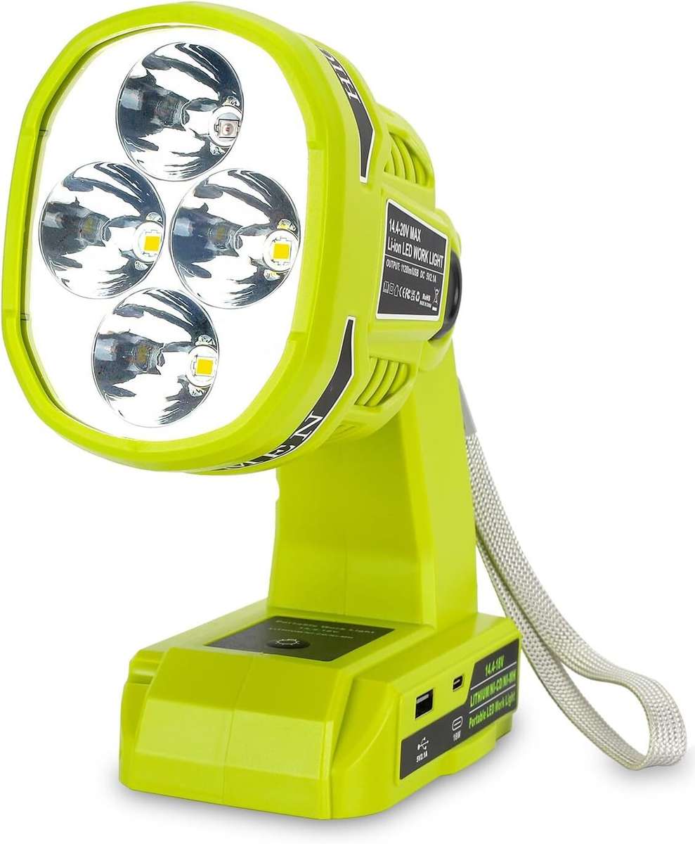1120LM LED Spotlight Cordless Flashlight LED Work Light Indoor Outdoor for Ryobi