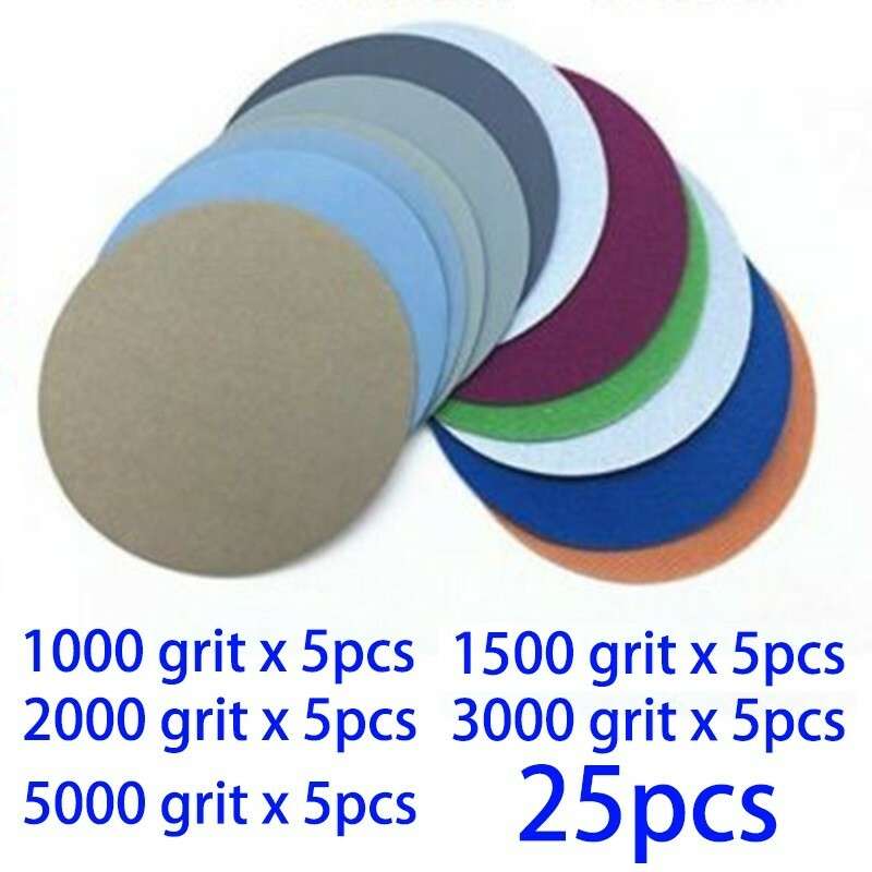 New Sandpaper Attachment 25pcs Wet/Dry 1000 1500 2000 3000 5000 Grit Paper Repla