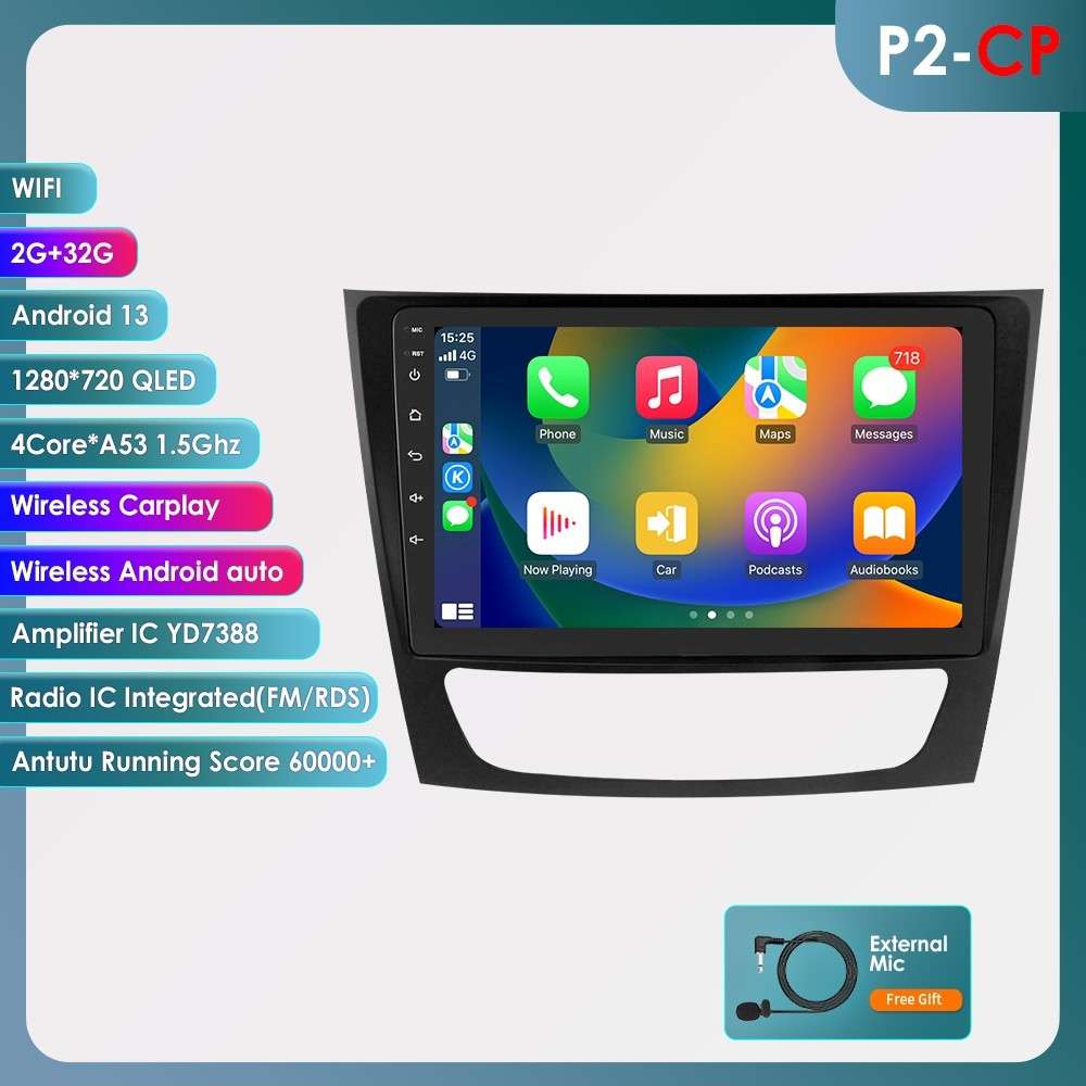 Android 13 Carplay Stereo Radio For Mercedes Benz CLS E-Class W211 GPS Navi WiFi