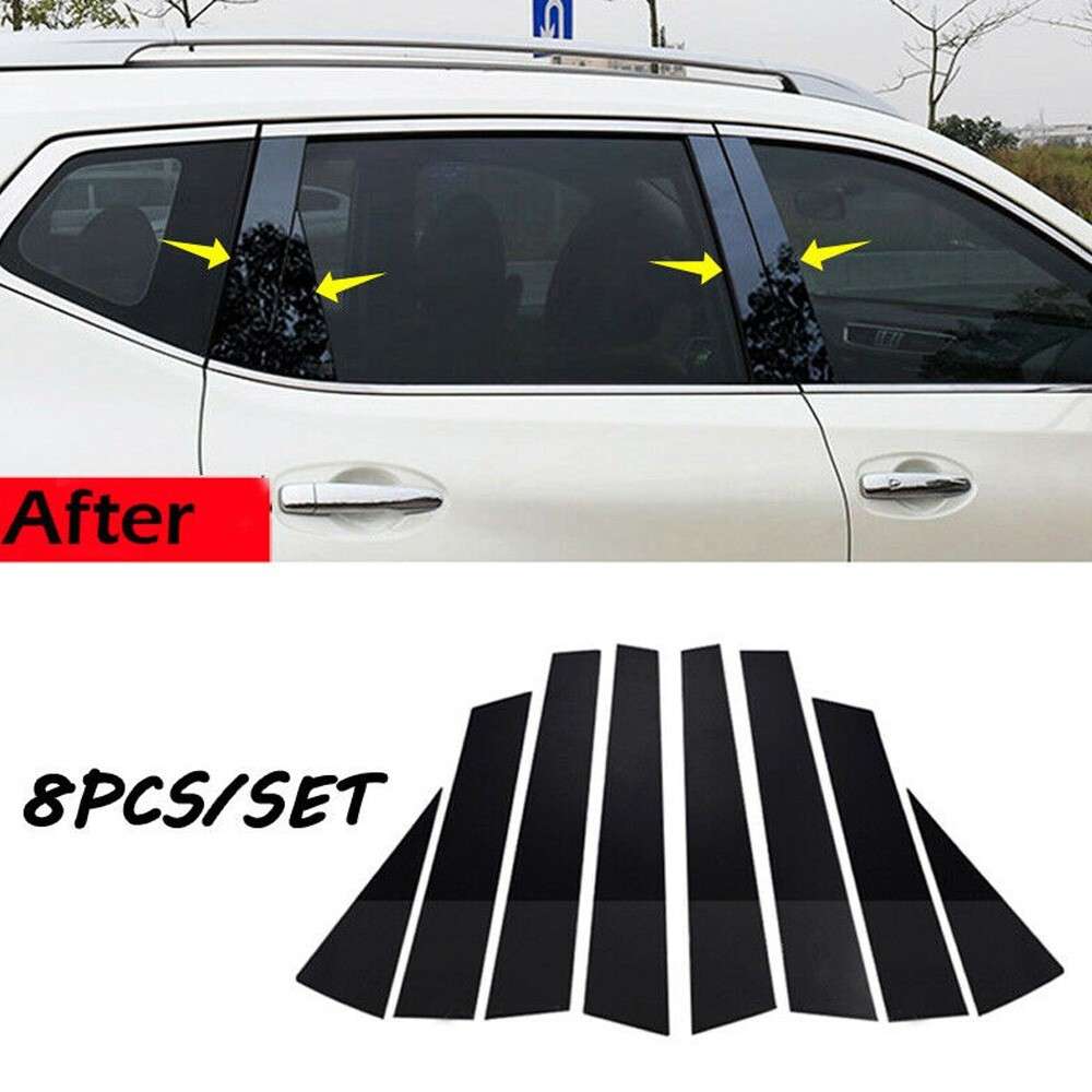 8pcs Car Door Trim Black Pillar Post Fit For Nissan X-Trail 2014 2015 2016