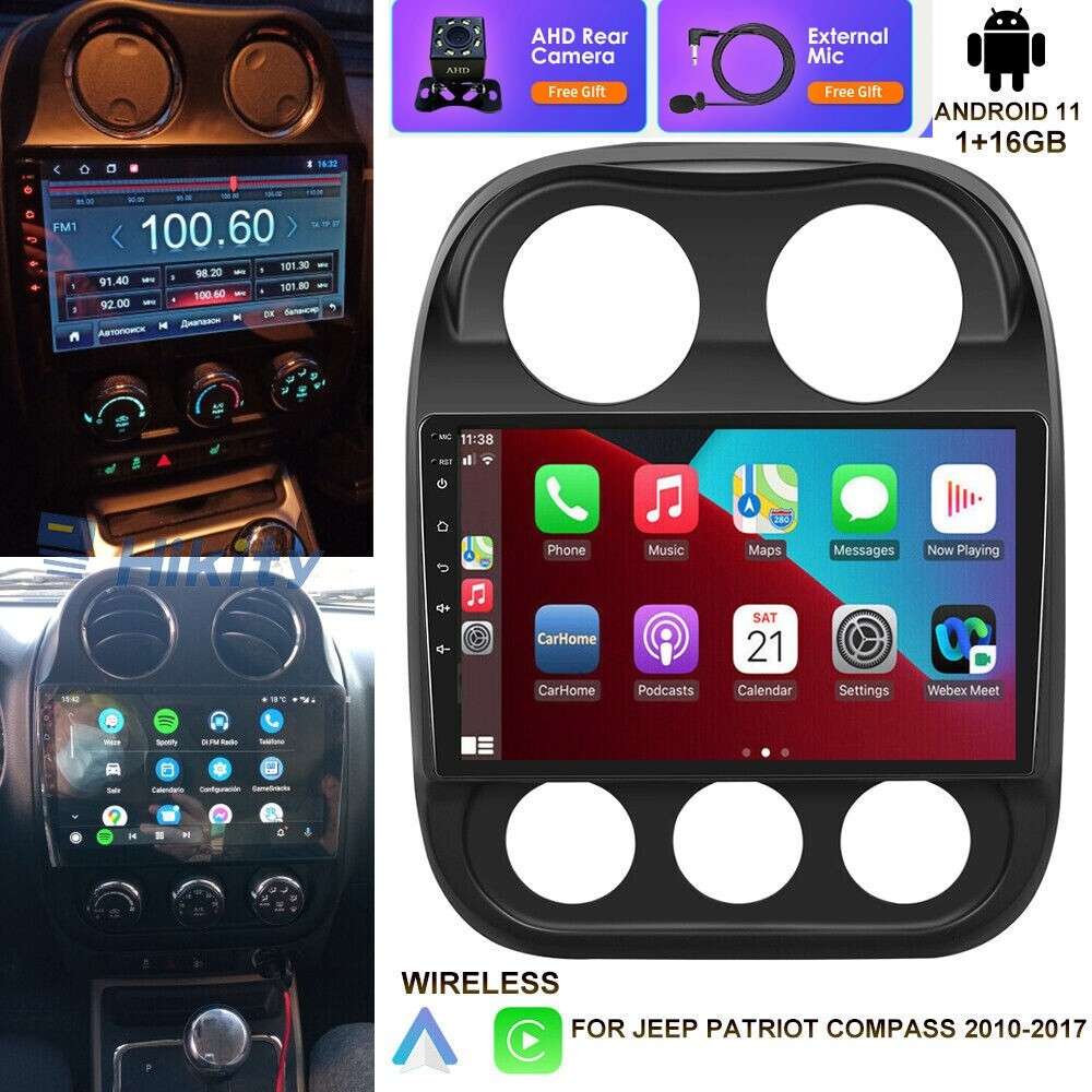 Android 11 Car Stereo Radio CarPlay GPS NAVI For Jeep Patriot Compass+AHD Camera