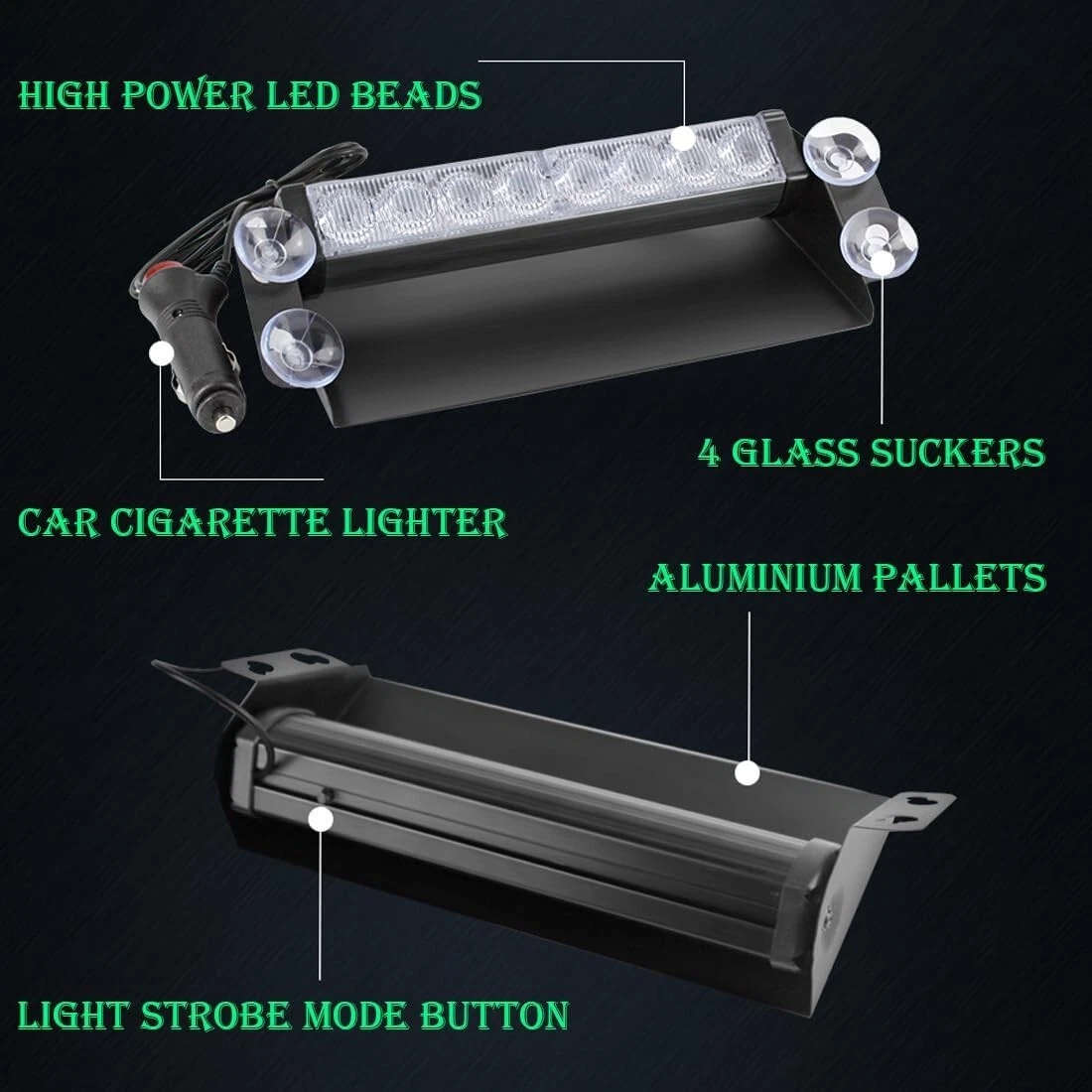 Dash Mount Emergency Strobe Light - Dash Strobe Light Flashing Light *8LED