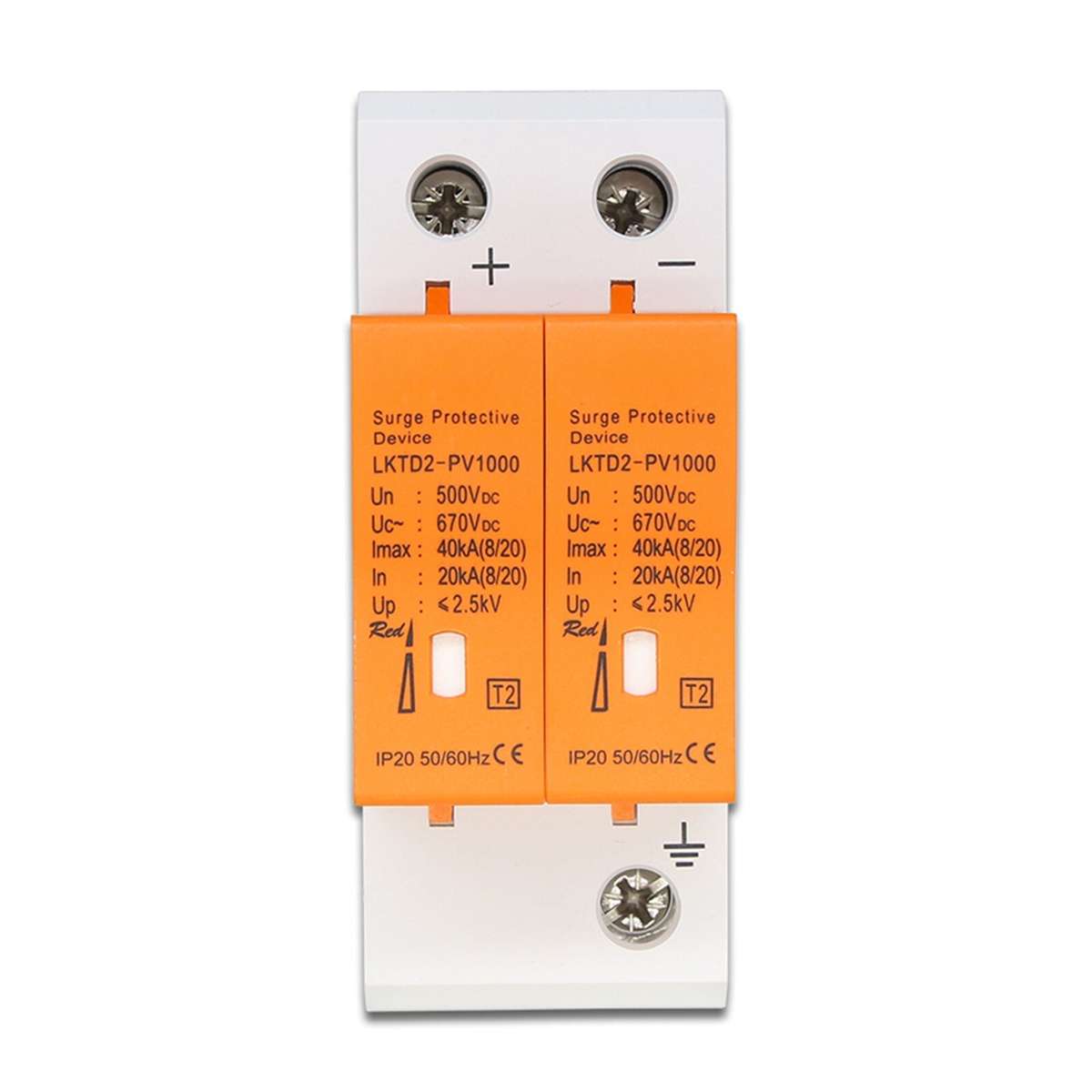 Effective Surge Protector For Solar Panels 2P DC500V 40KA DIN Rail Installation
